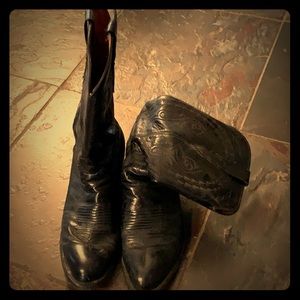 Lucchese 1883 black leather men’s western boots.